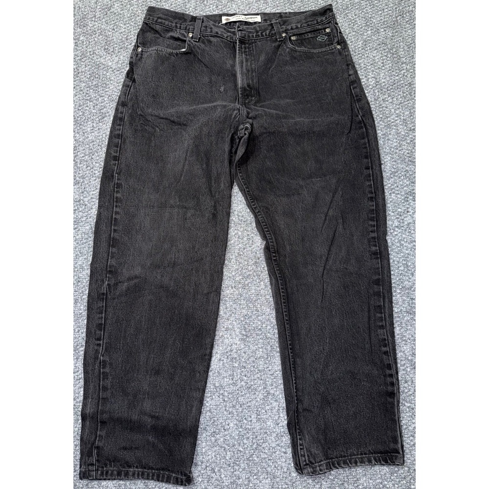 Harley-Davidson Relaxed fit Leg Black Denim Jeans five pocket Size 38x30‎